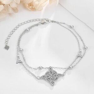 Witches Knot Bracelet Sterling Silver Celtic Knot Bracelet Wicca Jewelry